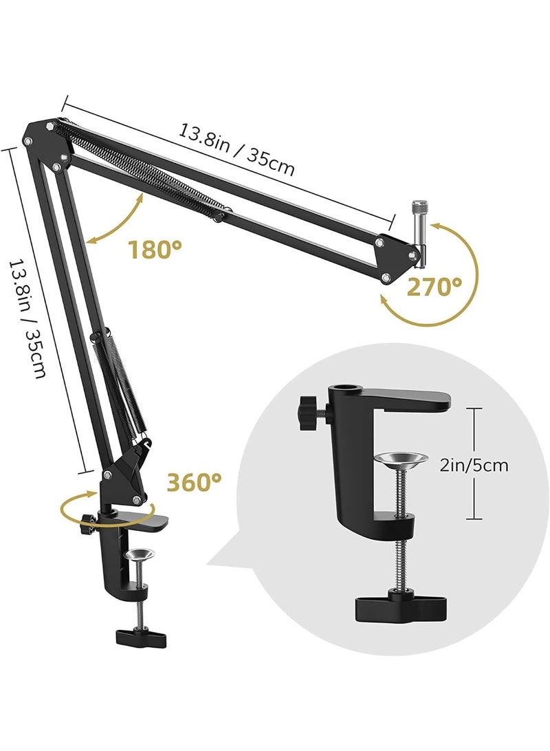 Metal Tabletop Stand for iPad, Tablet, Mobile Phone, Long Arm Adjustable Multi-Angle for Office, Home, Movie Watching, Live Streaming - Premium Steel Retractable Table Mount - Image 5