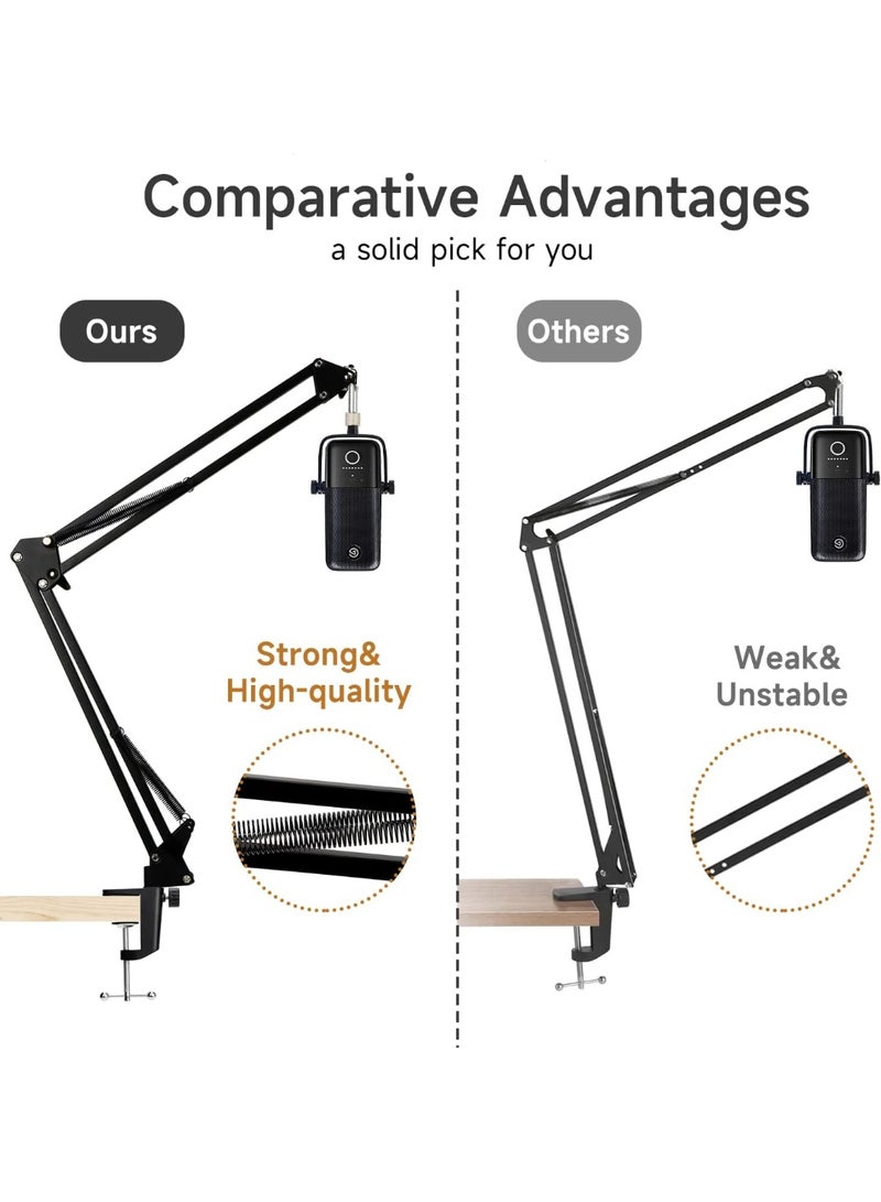 Metal Tabletop Stand for iPad, Tablet, Mobile Phone, Long Arm Adjustable Multi-Angle for Office, Home, Movie Watching, Live Streaming - Premium Steel Retractable Table Mount - Image 3