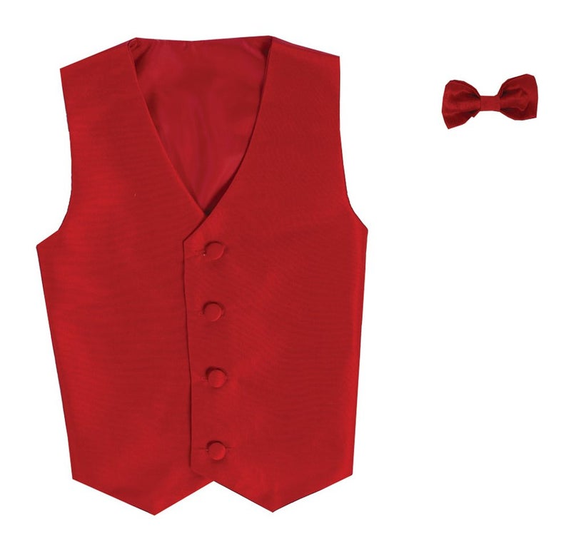 Lito Vest and Clip On Baby Boy Bowtie set - RED - 4T - Image 1