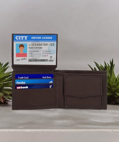 LB LEATHERBOSS Leatherboss Leather Boys Slim Compact Flap Id Coin Pocket Bifold Wallet with debit credit card holder, Dark Brown - Image 4