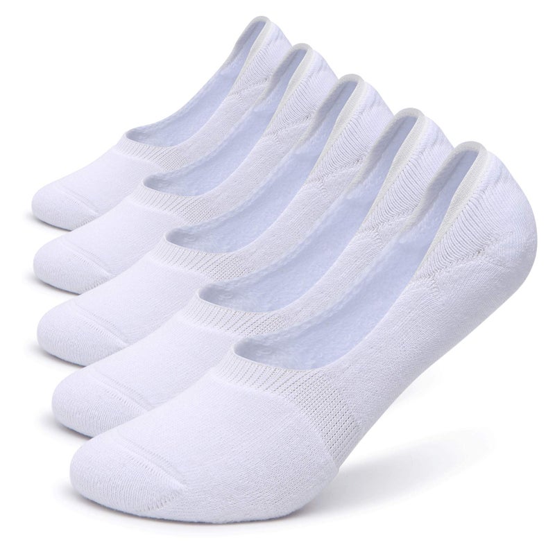Pareberry Women's Thick Cushion Cotton Athletics Casual Low Cut Flat Non-Slip Boat Liner No Show Socks-5/10 Pack (Shoe Size: 9-11.5, White) - Image 1