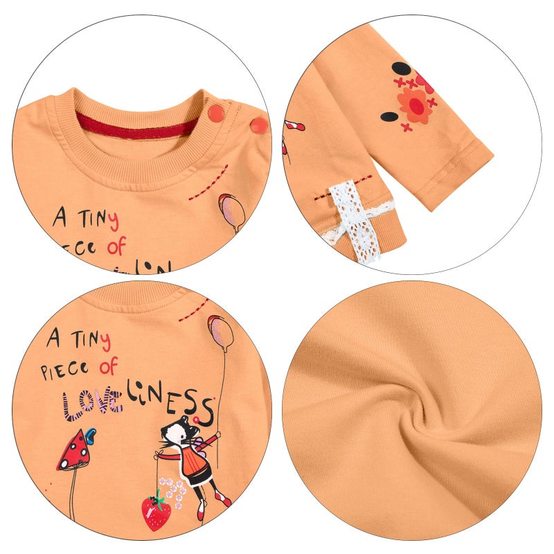 MAXIMGR Baby Girl Clothes Toddler Girl Fall Outfit Cute Long Sleeve Cartoon Pullover Denim Pant Sets Fall Winter Outfits - Image 5