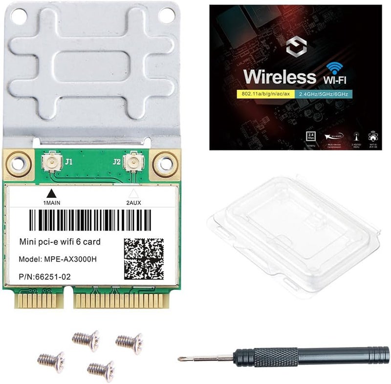 REKONG بطاقة واي فاي 6 MPE-AX3000H مزدوجة النطاق 2.4GHz و 5GHz BT 5.2 قناة 160MHz نصف Mini PCIe تصل إلى 574Mbps (2.4GHz) + 2.4Gbps (5GHz) متوافقة مع ويندوز 10/11 64 بت تأخير منخفض للألعاب/البث - Image 1