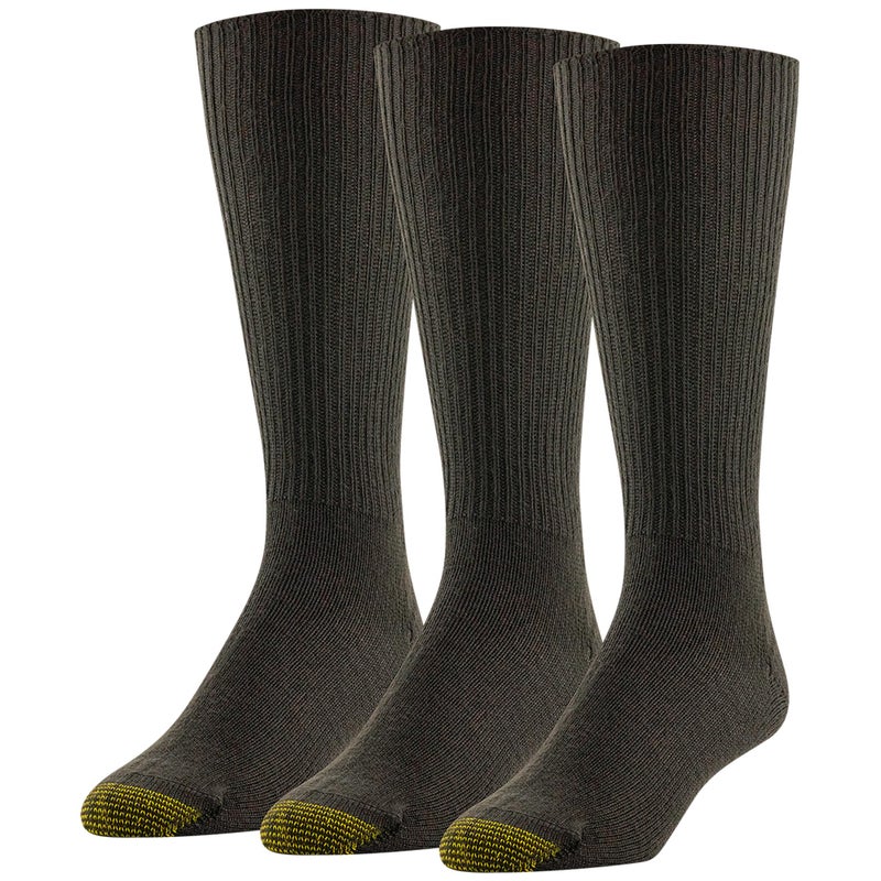 GOLDTOE Men's Fluffies Casual Crew Socks, Brown (3-Pairs), Large - Image 1
