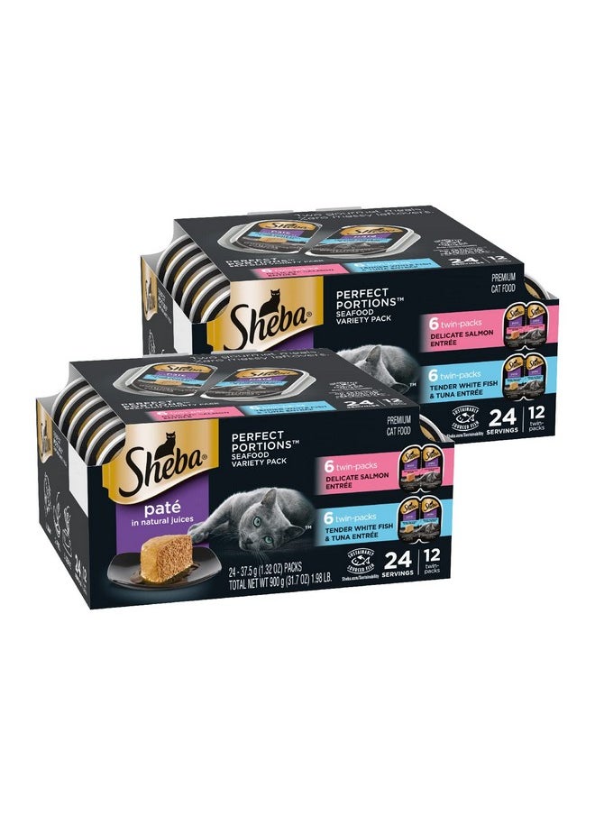 Sheba Perfect Portions Cuts In Gravy Adult Wet Cat Food Tray, Delicate Salmon And Tender Whitefish & Tuna Entrée, TwinPack  12 Count (Pack Of 2)  - Image 1