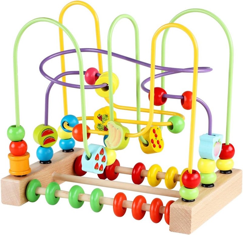 QZMTOY Wooden Bead Maze Toy for Toddlers - Educational Learning Fun - Image 1