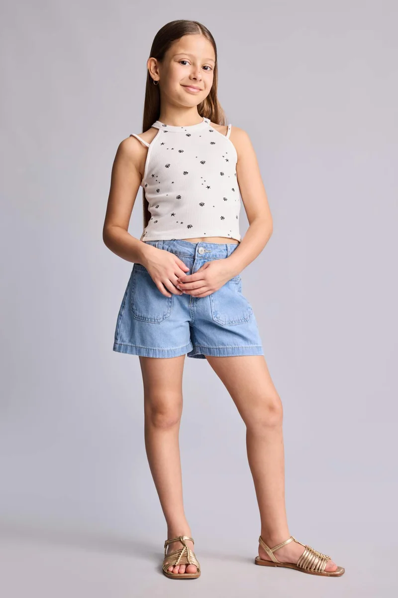 ديفاكتو Girl Printed Ribana Tank Top