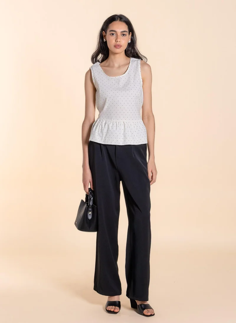 Shapes Beige POLKA DOTS BACK-TIE TOP for Women | Best Price UAE