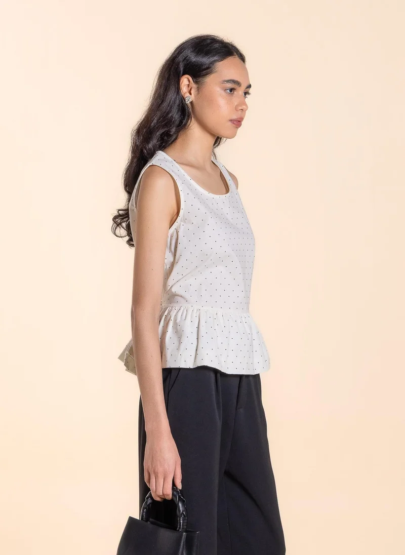 Shapes Beige POLKA DOTS BACK-TIE TOP for Women | Best Price UAE