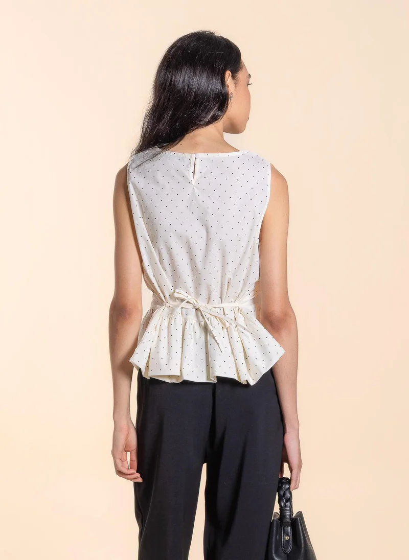 شايبس بلوزة بربطة خلفية منقطة