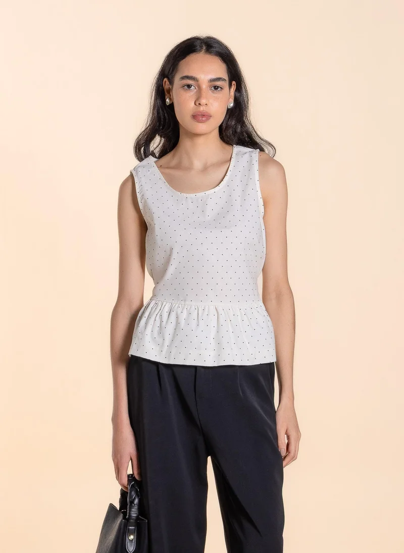 شايبس بلوزة بربطة خلفية منقطة