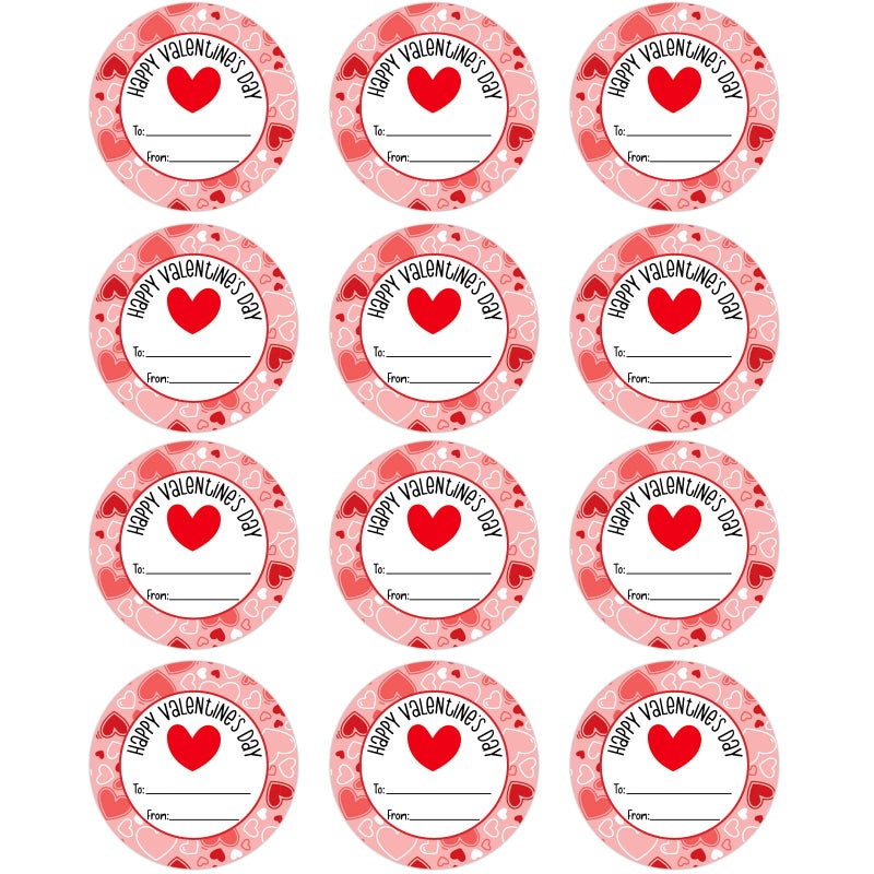 Sicohome Happy Valentines Day Stickers 36Pcs 1.5In Valentines Stickers For Kids Adults Label Stickers Envelope Seal Stickers Valentines Day Party Favors Gift Labels To From Stickers - Heart - Image 1