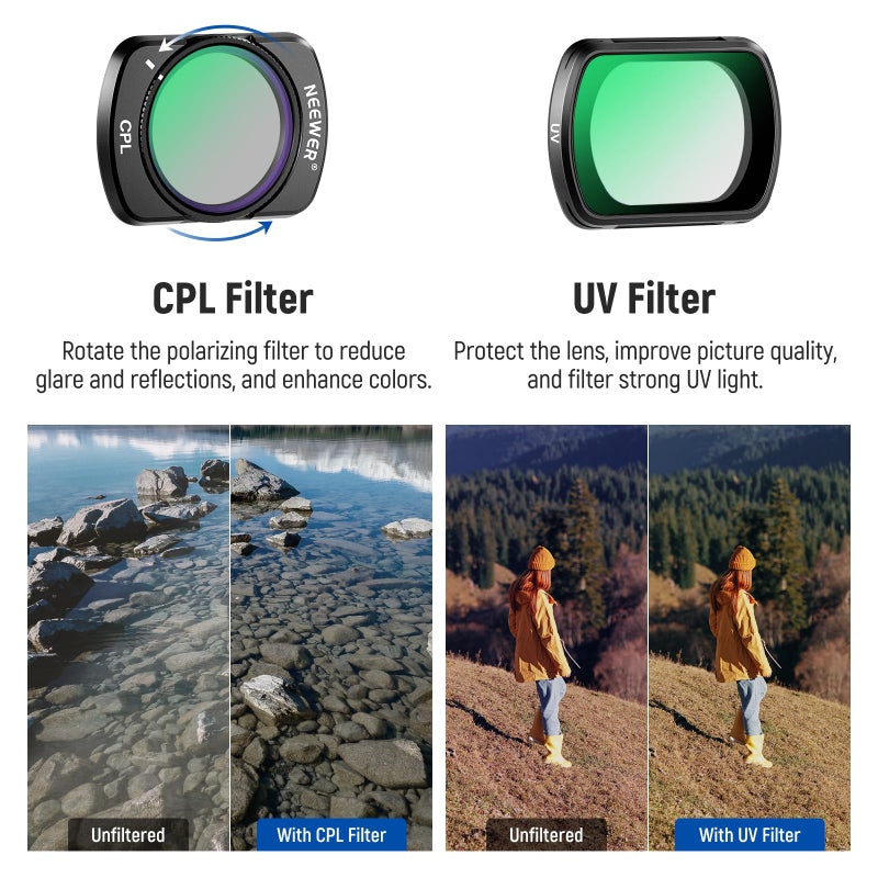 Neewer NEEWER Magnetic ND CPL UV Filter Set Compatible with DJI OSMO Pocket 3 Creator Combo Accessories, Action Camera 6 Pack UV ND16 ND32 ND64 ND256 Neutral Density & Polarizing & UV Protective Filters  - Image 4