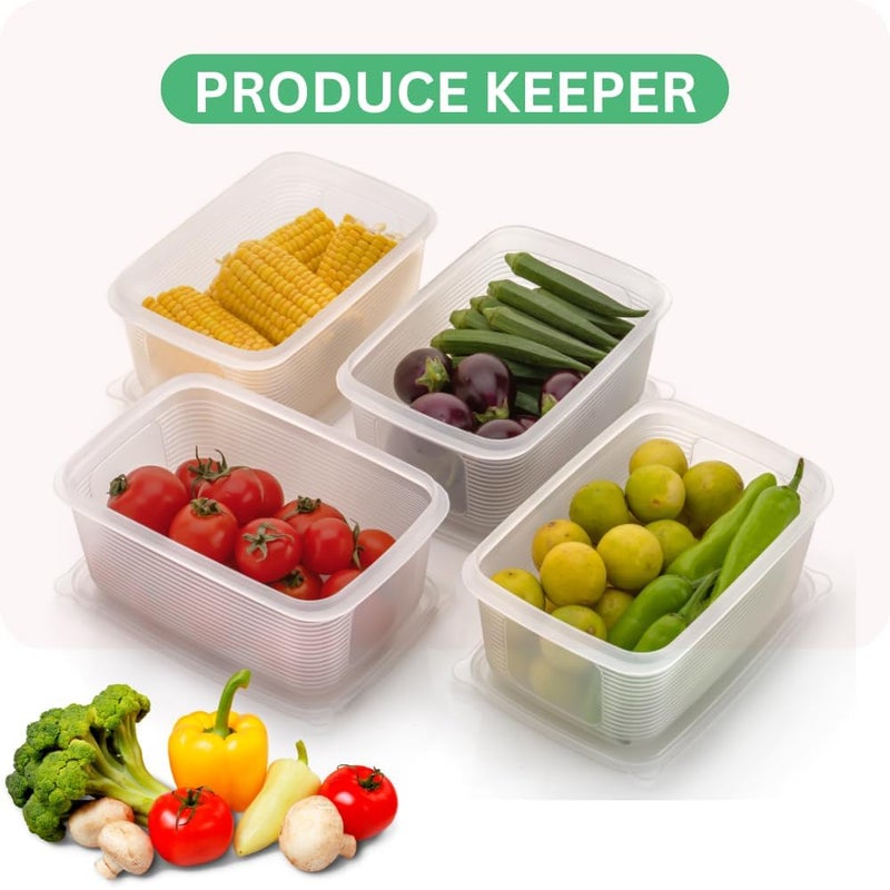 Qshare Transparent Fridge Storage Container - BPA Free Plastic Fridge Organizer Box with lid for Vegetables, Fruits, Fish & Meat, Multipurpose Refrigerator Organizer Freezer Dabba Box for Kitchen (4) - Image 4
