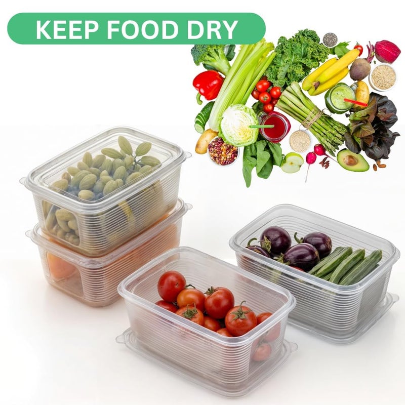 Qshare Transparent Fridge Storage Container - BPA Free Plastic Fridge Organizer Box with lid for Vegetables, Fruits, Fish & Meat, Multipurpose Refrigerator Organizer Freezer Dabba Box for Kitchen (4) - Image 3