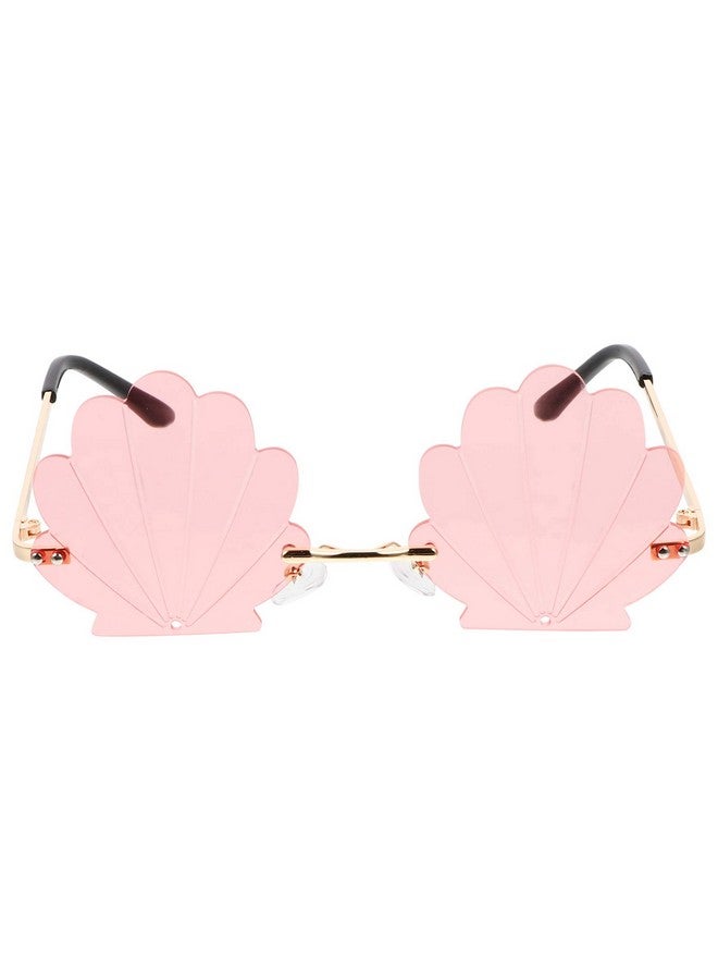 STOBOK Rimless Sunglasses, 14.5X13Cm Seashell Shape Sunglasses Funny Flame Sunglasses Fashion Metal Sunglasses For Wedding, Photo Props, Party Supplies (Pink) - Image 1