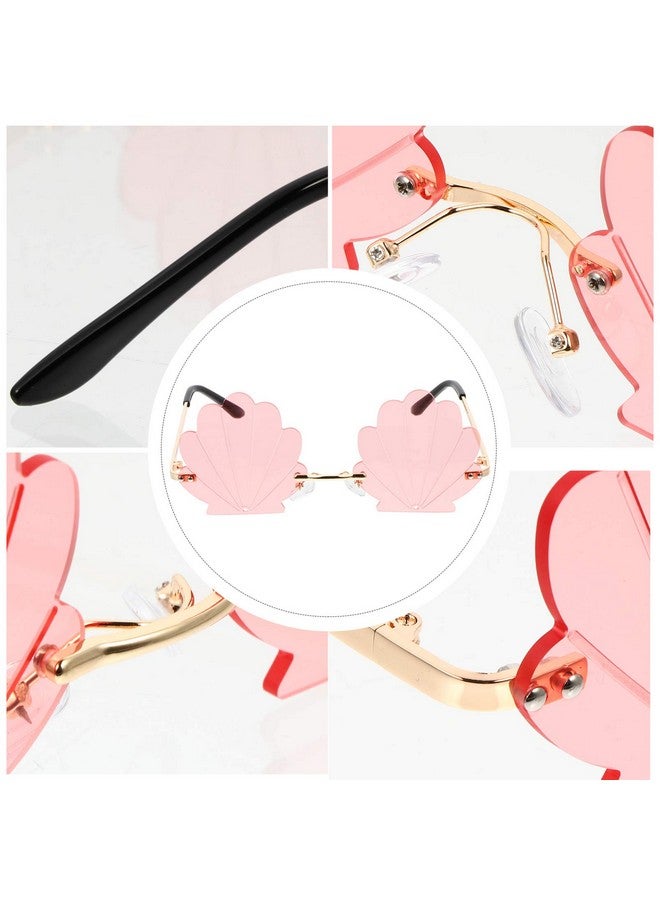 STOBOK Rimless Sunglasses, 14.5X13Cm Seashell Shape Sunglasses Funny Flame Sunglasses Fashion Metal Sunglasses For Wedding, Photo Props, Party Supplies (Pink) - Image 5