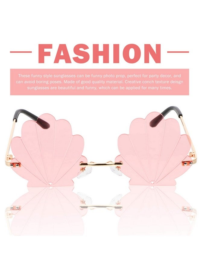 STOBOK Rimless Sunglasses, 14.5X13Cm Seashell Shape Sunglasses Funny Flame Sunglasses Fashion Metal Sunglasses For Wedding, Photo Props, Party Supplies (Pink) - Image 4