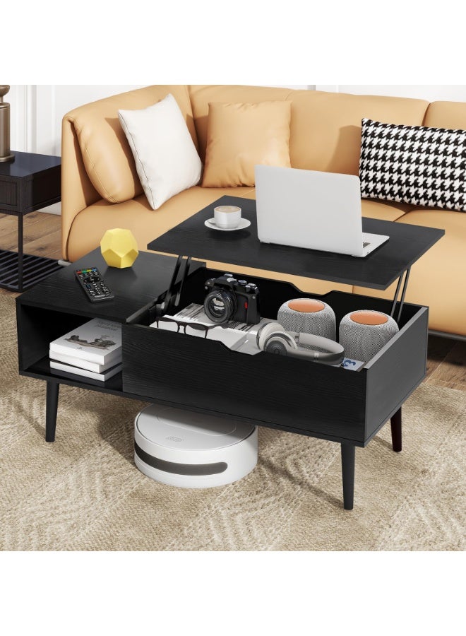 ACPLAY Lift Top Coffee Table with Hidden Storage, Modern Wood Center Table with Open Shelf for Living Room, Office, Multifunctional Pop-Up Tabletop for Laptop, Work & Dining - Image 1