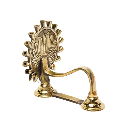 Bhimonee Decor Pure Brass Chakra Aarti Deep | Traditional Deepak Diya for Pooja Mandir & Home Temple | Spiritual Décor & Ritual Use | 5.5 Inches, 550gm - Image 4