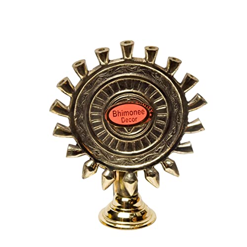Bhimonee Decor Pure Brass Chakra Aarti Deep | Traditional Deepak Diya for Pooja Mandir & Home Temple | Spiritual Décor & Ritual Use | 5.5 Inches, 550gm - Image 2