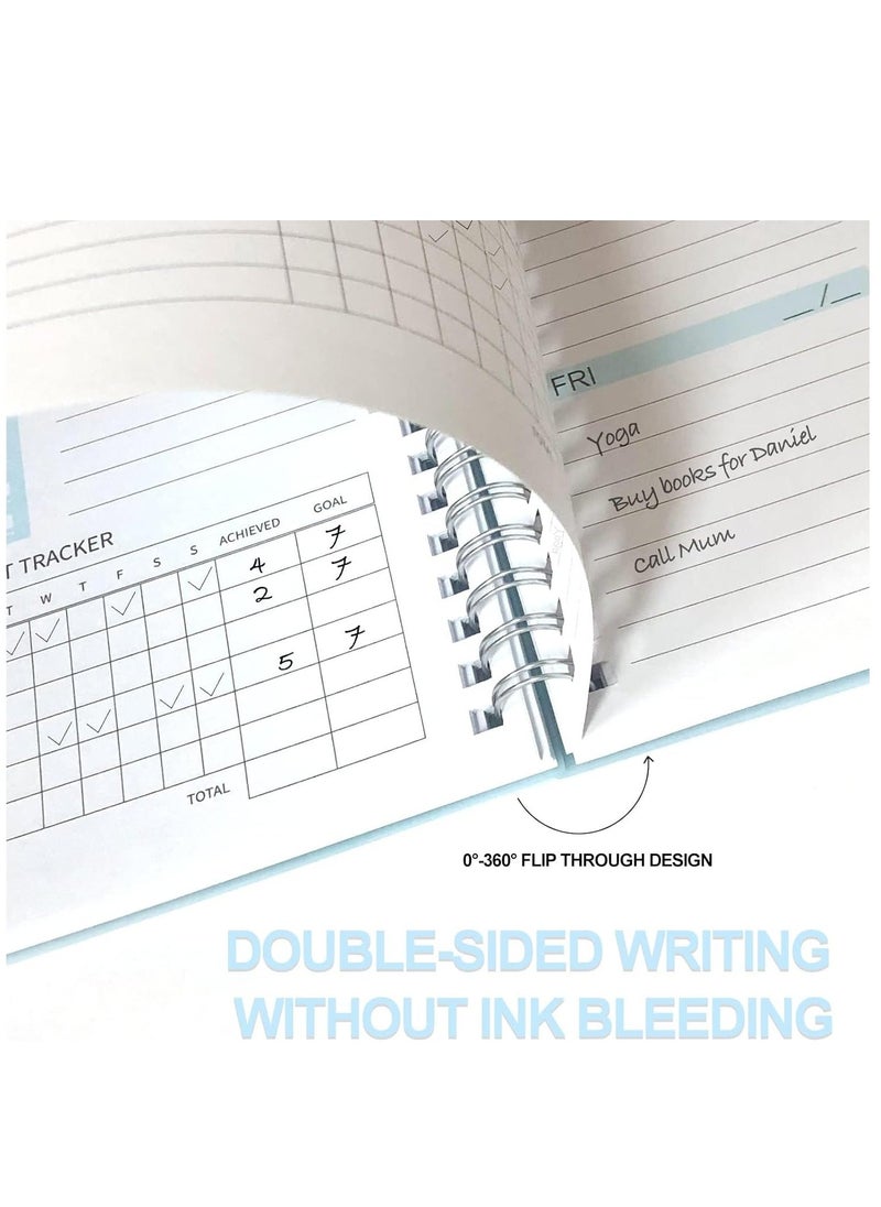 Y&D - Undated Weekly Planner with Blue Fountain Ink Pen- Goals Notebook, A5 To Do List Planner, Habit Tracker Journal Spiral Binding, and Goal 5.7 x 8.0 inches - Image 1