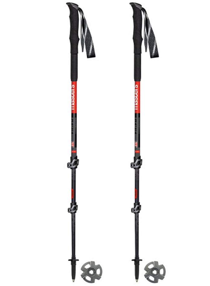 Masters Trekking Poles Eiger CALU® (Black/Red) – Calu® Tech + AluTech 7075 Aluminum Hiking Poles, Adjustable 110–135 cm (66 cm Collapsed), Wing Lock System, Carbide Tips, Lightweight 240g, Extended Palmo Long Grip, Durable Trekking Poles for Hiking & Outdoor Adventure
