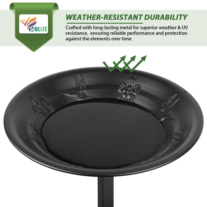 BOLITE Bird Bath for Outside, Metal Freestanding Birdbaths with Bath Bowl and Seed Bowl, Hummingbird Feeders for Outdoors Garden Patio Yard Lawn Decor, Black, Gifts for Mom Dad, Gifts for Women Men - Image 5
