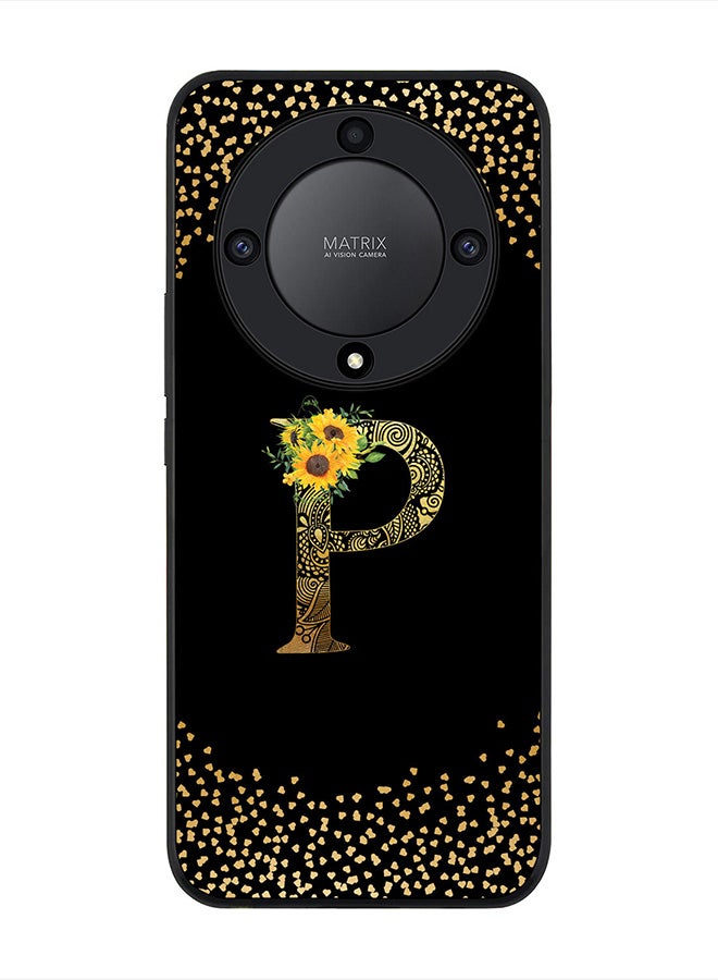 Stylizedd Cover for Honor X9a 5G Case , Rugged Black Slim fit Phone Cases   - Custom Monogram Initial Letter Mandala Floral Pattern Alphabet-P (Black) - Image 1