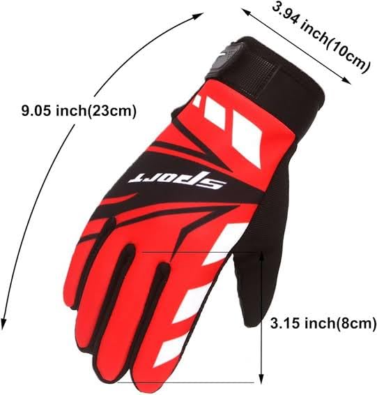 BADOWL Polyester Biker Hand Gloves for Riding Bikes/Motorcycles/Cycles/Sports Gloves - Non-Slip, Breathable, Full-Finger Protection (Red) - Image 2