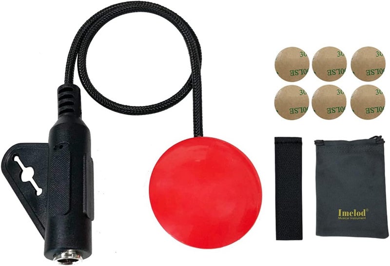 Imelod Contact Microphone Piezo Pickup for Acoustic Guitar, Violin, Mandolin, Cello, Banjo, Ukulele, etc. - Red - Image 1