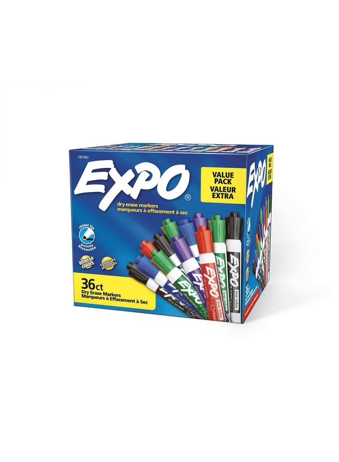 Expo Low Odor Dry Erase Markers, Chisel Tip, Assorted Colors, Pack Of 36 - Ideal For Classrooms, Offices & Home Offices - Image 1