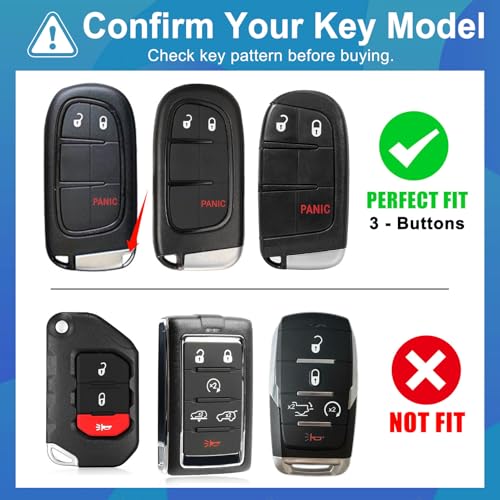 AAWQVRG Key Fob Cover for Jeep - Premium Soft TPU Shell Full Protection Case with Keychain, Fits Grand Cherokee Compass Renegade Chrysler Dodge RAM Durango Challenger Journey Dart Fiat, Pink, 3-Button - Image 2