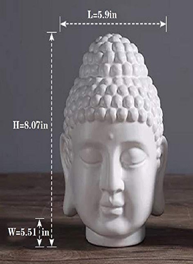 ERDONE Ceramic Buddha Head Decoration Statues Buddhism Religious Statues Sculpture Decoration Collection for Home and Office Decorations, White - Image 3