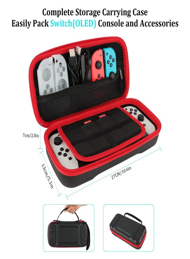 WEILE Accessories Bundle Party Pack for Nintendo Switch OLED Model(2021), Kit with Carrying Case, Joy Con Charging Dock& Grips& Covers, Steering Wheels, Mount, Screen Protectors, Caps(23 in 1) - Image 3