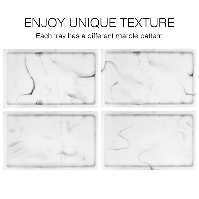 لوكس سبير Bathroom Vanity Tray, Resin Dresser Jewelry Ring Dish Tank Storage Kitchen Sink Countertop Organizer Plate Holder for Perfume Candles Soap Towel Plant Bathroom Accessories, M, White Marble - Image 5