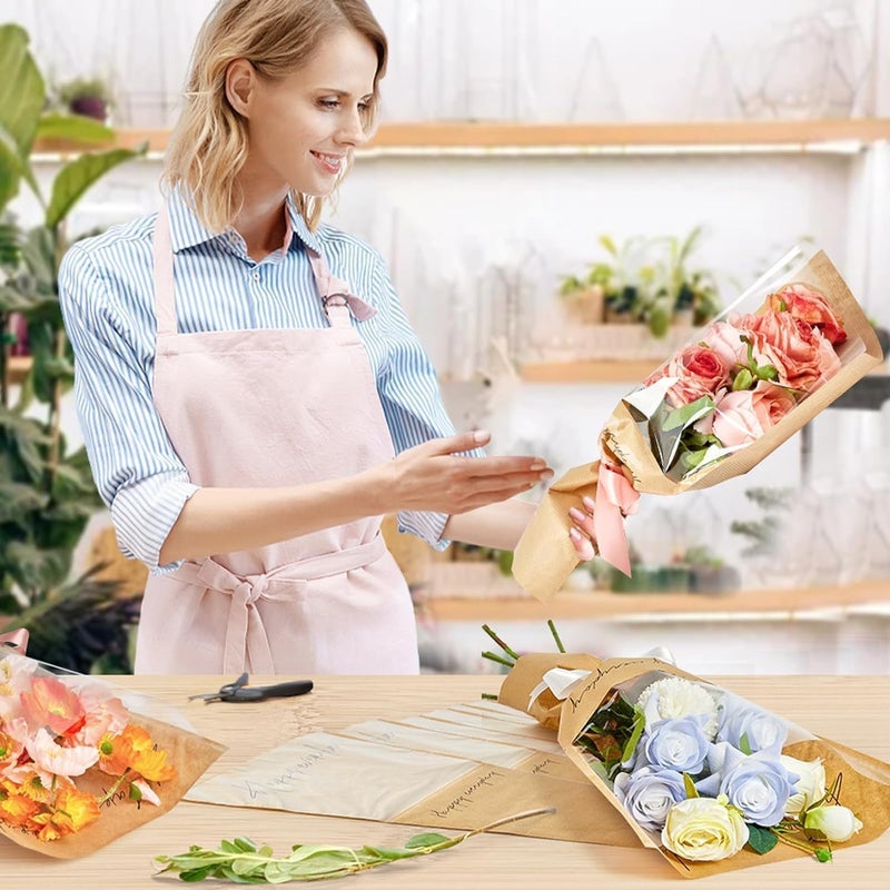 ChicAbode 20 Pcs Bouquet Wrapping Bags, 11 x 5.1 x 17.3in Kraft Paper Sleeves for Floral Arrangements, Clear Wrap for Gift Packaging, Mother's Day, Anniversary, Wedding (Kraft) - Image 4
