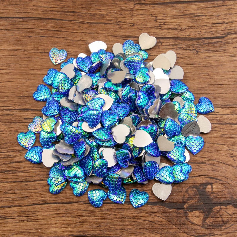 Generic DIY Time Gem Accessories Multicolor Gradients Fish Scale Resin Patches Love 7 11X12mm 