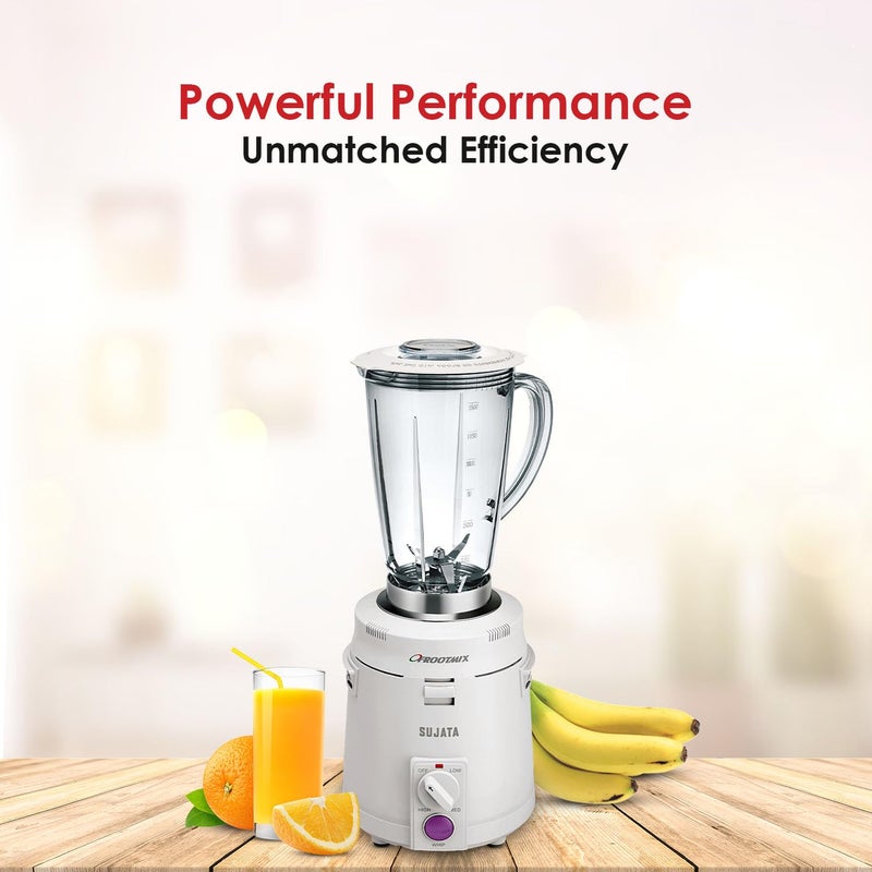 Sujata Polycarbonate Frootmix 900 Watts Smart Mixer Blender | 22000 Rotations Per Min | 90 Minutes Continuous Running | Versatile Jar 1750 Ml, White - Image 2