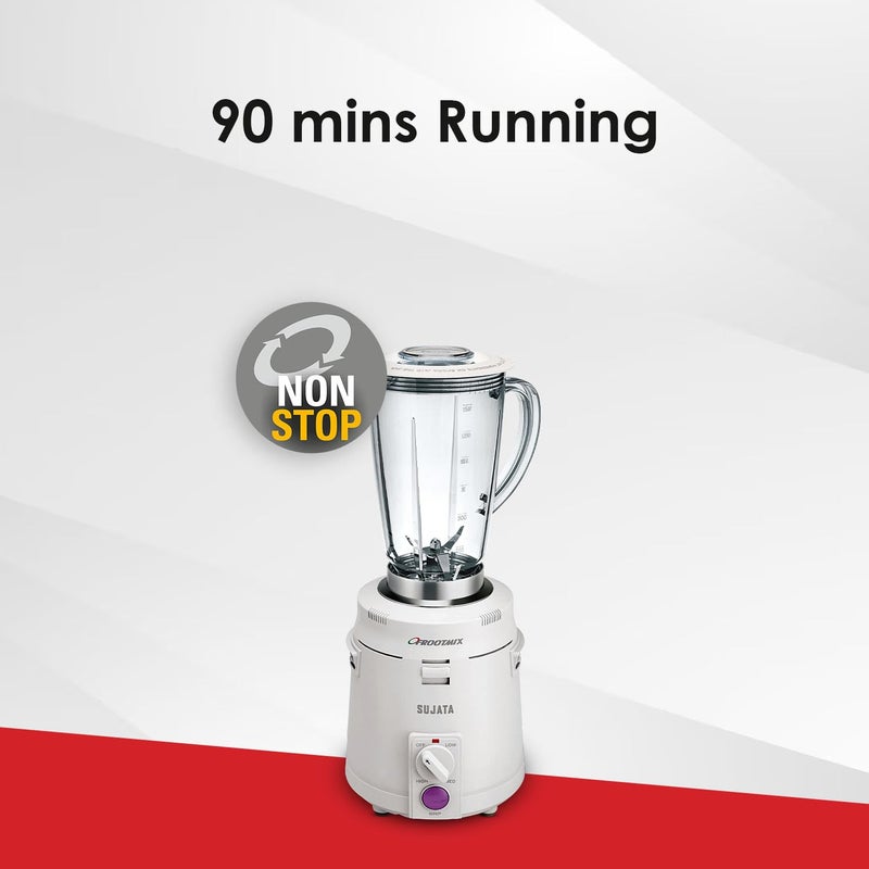 Sujata Polycarbonate Frootmix 900 Watts Smart Mixer Blender | 22000 Rotations Per Min | 90 Minutes Continuous Running | Versatile Jar 1750 Ml, White - Image 5