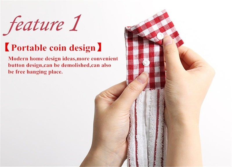Vimeet 2 Pcs Kitchen Cotton Classical Striped Towel Absorbent Towel Hanging Towels Hand Towel, Brown Stripes - Image 2