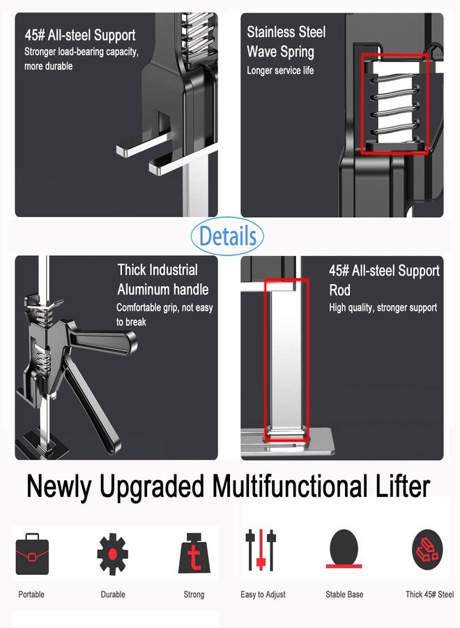 Voguad 2 Pack Labor Saving Arm Jack, 15 inch Lever Arm Lifter Hand Tool Jacks, Effort Elevator for Installing Doors Windows Cabinet, Furniture Drywall Lifter Jack, Raised by 5-250mm - Image 5