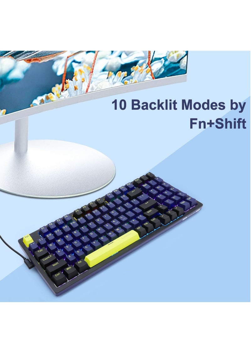 E-YOOSO - Z-94 Mechanical Gaming Keyboard,Blue Switch RGB Backlit 94 Keys Gaming Keyboard for Office and Games Blue Black - Image 1
