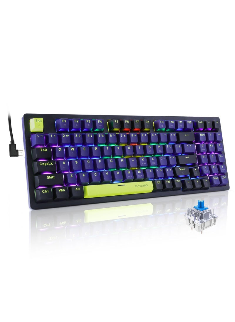 E-YOOSO - Z-94 Mechanical Gaming Keyboard,Blue Switch RGB Backlit 94 Keys Gaming Keyboard for Office and Games Blue Black - Image 1