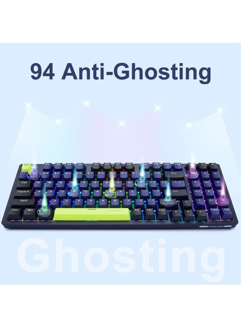 E-YOOSO - Z-94 Mechanical Gaming Keyboard,Blue Switch RGB Backlit 94 Keys Gaming Keyboard for Office and Games Blue Black - Image 1