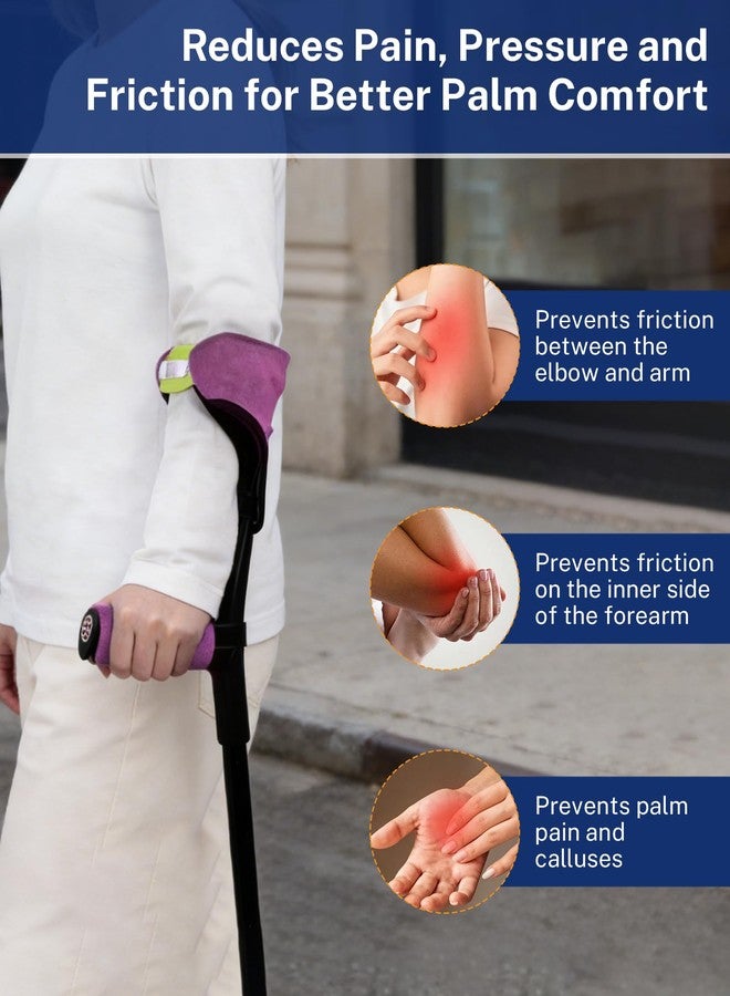 KUAZIDAR Forearm Crutch Pads and Hand Grip Covers Set (2 Piece) for Open Cuff Crutches - Reflective Strip, Comfort Cushioning, Non-Slip Grip, Breathable & Washable Mobility Aid Accessories (Dark Purple) - Image 3