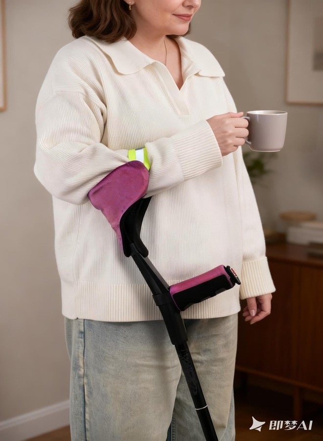 KUAZIDAR Forearm Crutch Pads and Hand Grip Covers Set (2 Piece) for Open Cuff Crutches - Reflective Strip, Comfort Cushioning, Non-Slip Grip, Breathable & Washable Mobility Aid Accessories (Dark Purple) - Image 5