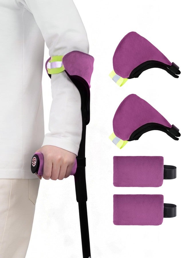 KUAZIDAR Forearm Crutch Pads and Hand Grip Covers Set (2 Piece) for Open Cuff Crutches - Reflective Strip, Comfort Cushioning, Non-Slip Grip, Breathable & Washable Mobility Aid Accessories (Dark Purple) - Image 1