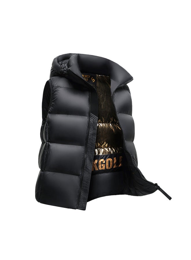 S Wear Autumn Winter New Black Gold White Duck Down Vest Unisex Detachable Hood Warm Waistcoat Jacket - Image 5