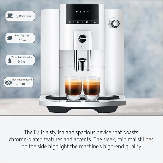 jura E4 Automatic Coffee and Espresso Machine, Piano White (White, 4 Items) | Includes Clearyl Smart Plus Filter, 6 3-Phase Cleaning Tablets, 1 Lb East Coast Blend Whole-Bean Coffee - Image 3